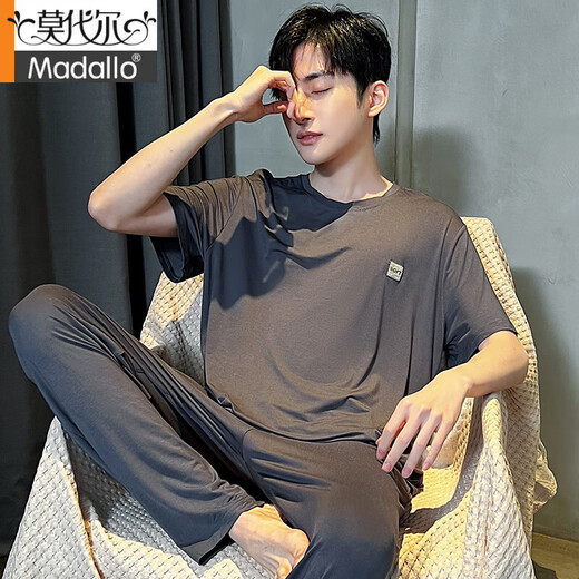 Modal Herren Pyjamas für Sommer Dünne kurzärmelige Hosenanpassungen für Sommer-Teenager große Heimkleidung für Outdoor-Verschleiß LS2679 Kurzlänge 3xl Herrenempfehlung 160-180jin [Jin entspricht 0,5 kg]