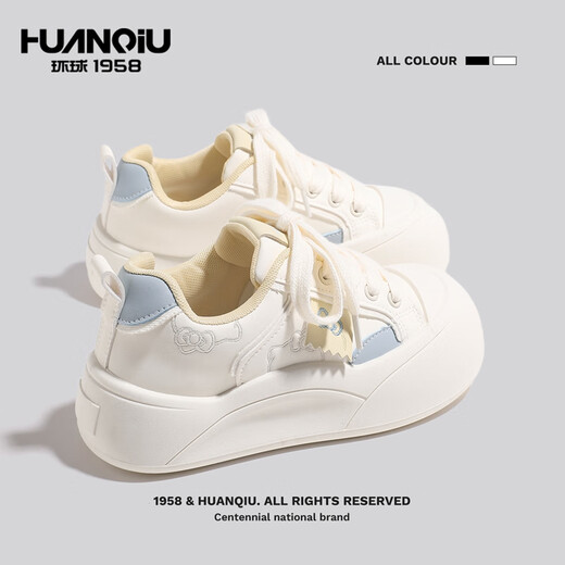 
Global thick-soled big toe shoes for women 2025 autumn new high-rise white shoes cute kitten versatile casual shoes beige 37