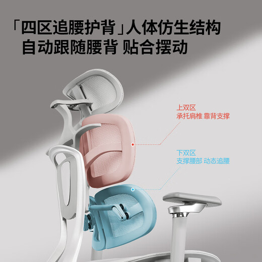 歌德利（Gedeli）人体工学椅电脑椅电竞办公椅J2补贴立减15 【4区环抱追腰追背】云白灰(8D7b 高承重五爪_旋转 升降扶手