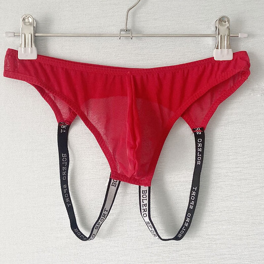 Sexy men's double underwear, new thin and see-through thong, no need to take off when going out, temptation gay sexy double underwear, black 80-150Jin Jin equal to 0.5kg, inner wear