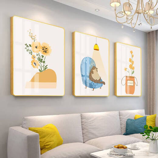 Yonghuan Sala de estar Nordic Decoración Pintura de fondo Pintura colgante de pared Simple Moderno Mural Corredor Pintura de pared de pasillo K1049 20*30cm tres ligeras Luxury PVC Gold Frame Texture Tap.