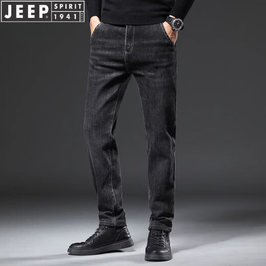 JEEP SPIRIT男士牛仔裤2025春秋季商务直筒裤宽松弹力休闲水洗长裤男 9928特深蓝 28