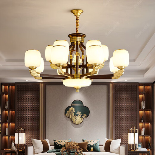 
Leshi (NVC) new Chinese chandeliers living room lamp dining room bedroom study lamp Chinese style hall main lamp simple atmospheric Chinese lantern 9928 head (full spectrum eye protection source)