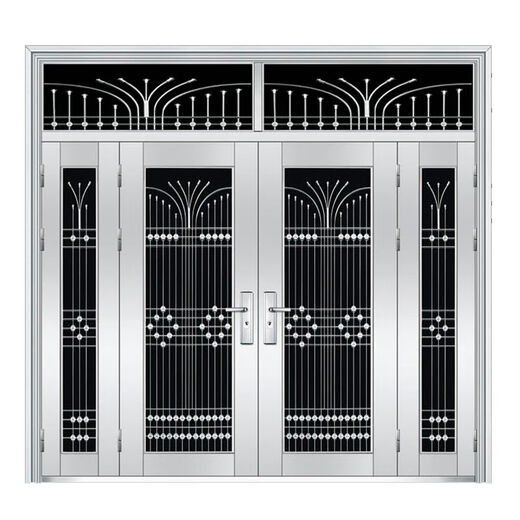 ClCEY304 Porte en acier inoxydable Rural House autoproclamée Porte de porte double porte Entrée en acier en acier inoxydable Style Gris 9923
