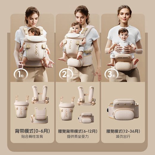 ULOP (ULOP) Taillenhocker Babygurt Multifunktion drei in einem 0-36 Monate Taillenschutz und Baby mit Artefakt leichten und atmungsaktiv