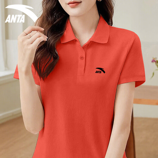 安踏冰丝速干polo衫短袖女t恤夏季款休闲运动健身服薄款女士跑步服装 -4基础黑【男女同款】 M 170