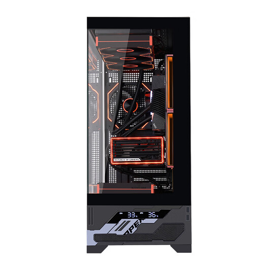 玩嘉千禧AXT 数显版 黑色 游戏电脑台式机箱 支持360水冷 ATX主板 数字显示屏 270°海景房