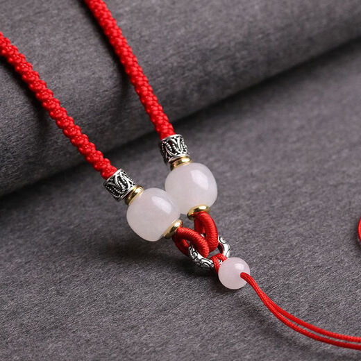 Crystal Hetian jade pendant lanyard hand-woven necklace rope safety buckle Pixiu gold jade high-end hanging neck rope for men and women black rope-white jade