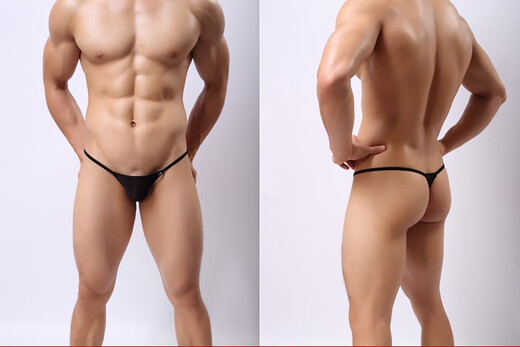 Popular Ice Silk Men's Ultra Low Waist Transparent Mini T-Pants Underwear Men's T-Pants Men's Sexy Stretch T-Pants White M