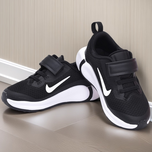 Nike (NIKE) summer Nike Velcro running shoes mesh breathable ultra light soft sole sports men and women large children's shoes RU9856 2088 black and white 34 (inner length 21.5cm)