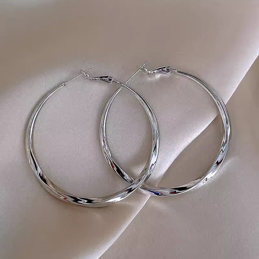 DL 1998 Fat Donglai same style 18k gold plain hoop earrings large hoop earrings for women unique exaggerated temperament 18k white l gold Mobius