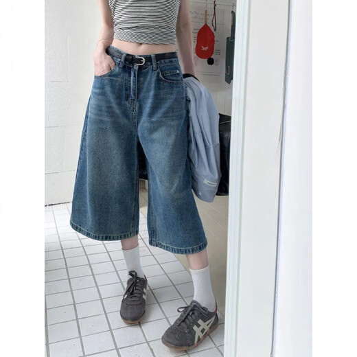 Ynwwgw Sweet and Cool Retro Denim Mid-Trrouders hauts taille pantalon recadré 6189 s [Jin recommandé 80-95 [Jin est égal à 0,5 kg]]]
