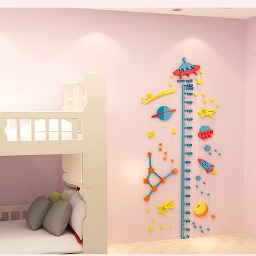 
Cartoon 3d three-dimensional children measuring acrylic height sticker wall sticker girl room layout bedroom decoration 3879 rabbit height sticker-coffee + skin color + pink big