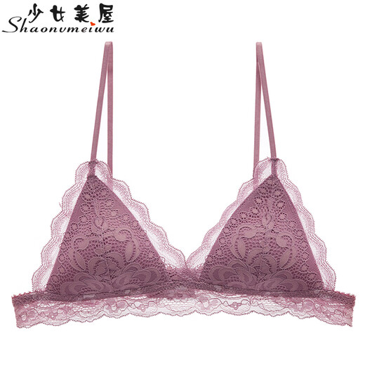 
Girls Beauty House 4 pieces 69 lace French triangle cup ringless underwear bra pure and transparent net 9207 red single piece S 70_