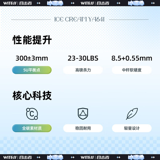 WITESS羽毛球拍对拍超轻全碳素纤维双拍5U冰淇淋系列赠6球+手胶*2+黑包