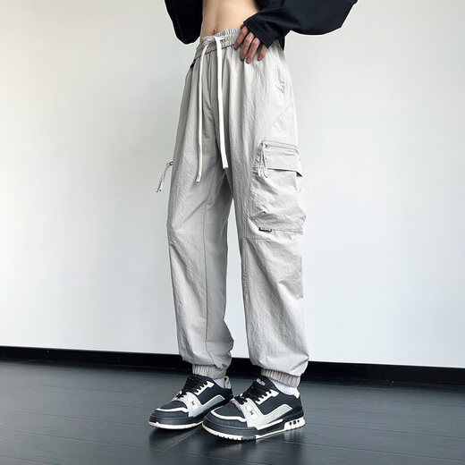 QLTQZQ Junior et Senior High School Students Long Pantalon Boys Spring and Automne Teenagers Lignes larges Sports droits et charge de loisirs K9855 Black M 80-100Jin [Jin est égal à 0,5 kg]