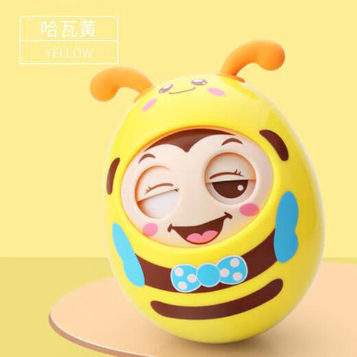 婴幼儿不倒翁玩具大号3-6-12个月新生宝宝0-1岁早教益智眨眼卡通 【粉】（耳朵软胶 可啃咬）