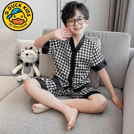G.Duckkids para niños Summer delgado de manga corta para niños Juego de ropa para niños de hoja suelta Medium grande Pajamas de pijama para niños Aire acondicionado