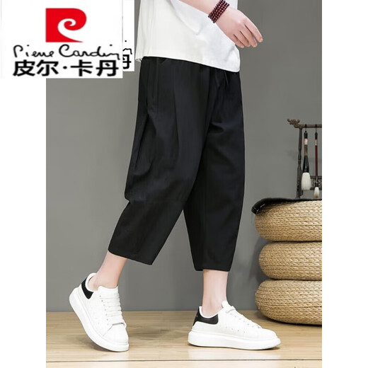 Pier Cardan Leinen geschnittene Hosen Herren Sommer Chinesischer Stil Lose große Strandhähler Harem Hosen Jugend lässig Shorts Thin Hosen Flaggschiff Offiziell - Dunkelbraun L.