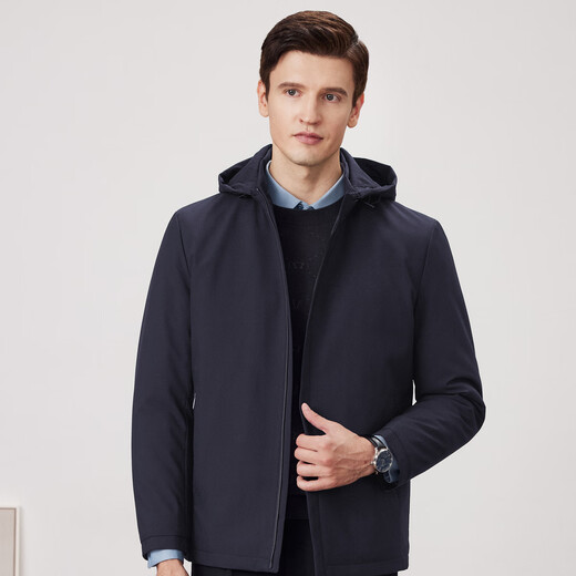 Shanshan (FIRS) men's winter mid-length cotton jacket with detachable hood for cold protection and warmth with silk liner, quilted and thickened thermal jacket