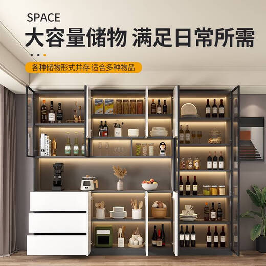 山头林村餐边柜高柜一体靠墙现代简约轻奢客厅餐厅家用茶水酒柜收纳储物柜 款式12240*40*220CM顺丰安装 2-3门