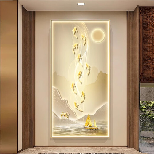 La decoración de entrada de Jiuyutu pinta nuevos murales de corredor de alta gama de estilo chino y pinturas de luz colgantes en la sala de estar frente a la puerta. Cada año, hay un excedente de pintura de luz LED de 60*120 (inserción directa inteligente + control remoto) 3527