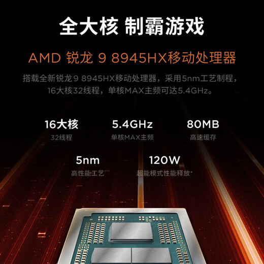 联想拯救者R9000P 2025补贴 AI元启 16英寸游戏笔记本电脑 R9-8945HX 32GB 1T 5060 黑 官方标配