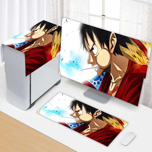 He Jiagong all-in-one computer dust cover Japanese animation desktop keyboard dust cloth display dust protection cover cloth towel N653 One Piece (three-piece set) 17-inch