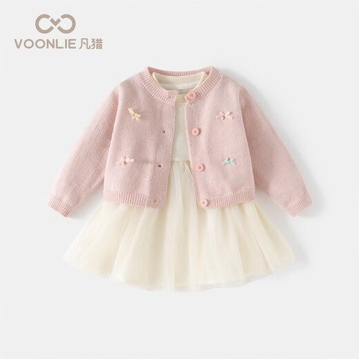 
Fanli Girls' Dress Autumn Clothes 2025 New Fashionable Children's Princess Dress Baby Knitted Cardigan Set Spring and Autumn