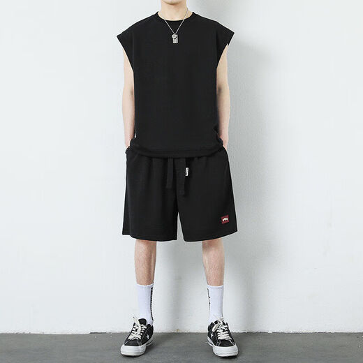 Brangdy2025 Neuer Sommer Boy Casual Sports -Anzug Trendy vielseitig gutaussehender junger Mann hübsches Set 5155 Grau L.