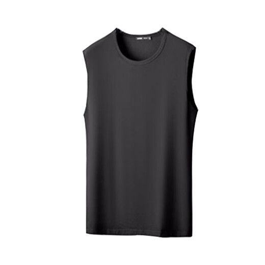 Men's round V-neck vest men's slim Korean style sleeveless vest casual sports breathable vest JS solid color sleeveless V-neck dark gray 3XL