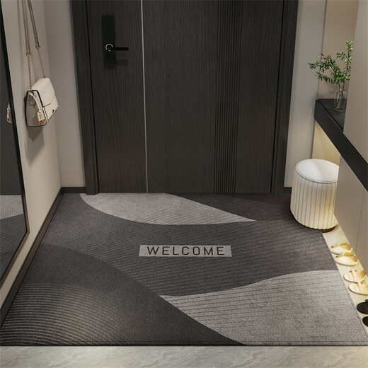 Wei'anka entrance door floor mat high-end sense entrance door foot mat anti-slip 2025 new door exterior door mat entrance carpet customization Gray-15271 80cm*160cm [dirty-resistant and no washing]