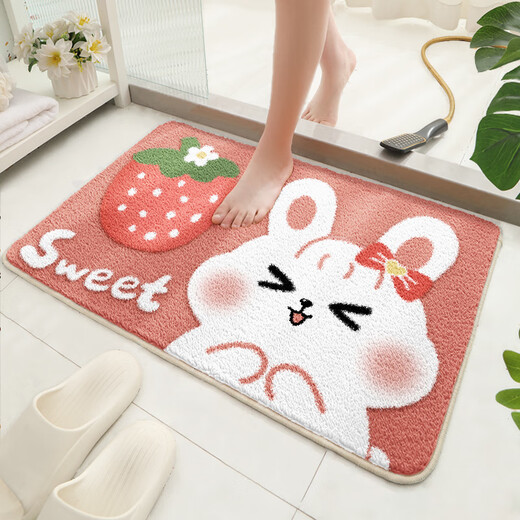 
IOSN bathroom anti-slip mat large area bathroom anti-slip floor mat water absorbent bathroom foot mat cartoon animal toilet anti-slip mat K3881B-Swimming Pool Schnauzer B 50x80cm (indoor versatile) thick weaving imitation lamb