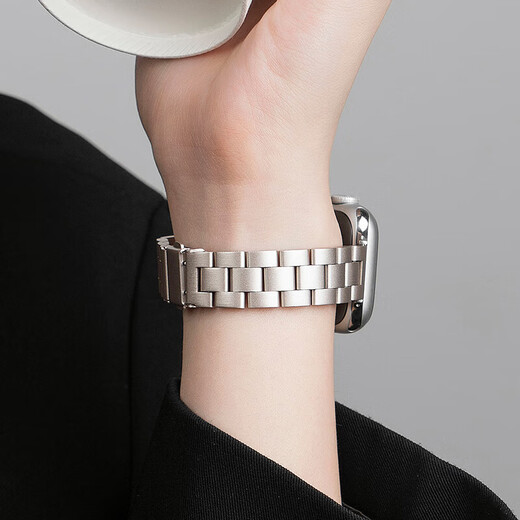 Aplicable a AppleWatch Apple Watch Strap de acero inoxidable Metal 10 cintura delgada Tres cuentas S8 IWatchs9 SE Summer Fashion [1343] Starlight 38/40/41 (S1-9/SE)