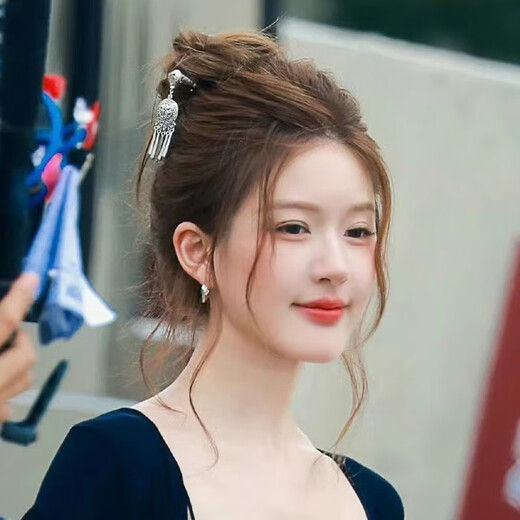 KZD Zhao Lusi's same style hairpin sterling silver ancient style ethnic minority style rocking fringed hairpin female style updo hair accessories hairpin set - ear clip remarks