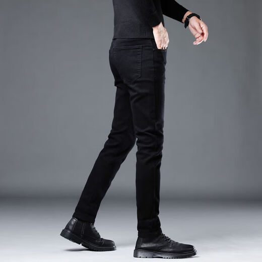 Sommerlaste Jeans für Männer reine schwarze schlanke Wäsche elastische High-End-Modemarke Casual Long Hosen vier Jahreszeiten TP 701 Black 30