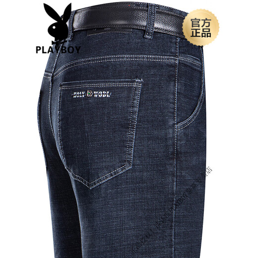 Playboy (Playboy) Jeans d'été des jeans minces lâches hommes de la taille moyenne de taille moyenne du milieu d'âge moyen 3882 bleu foncé 40 [3 pieds 2 taille]