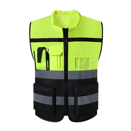 Oluoxun leader reflective vest multifunctional safety vest motorcycle riding construction site work clothes printing duty fluorescent yellow and black (10 pieces)