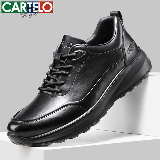 CARTELO men's leather shoes autumn leather lace men's shoes soft sole business sports casual shoes 5309 black 42