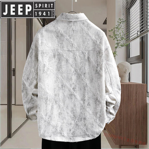 JEEP SPIRIT美式高街牛仔外套男生2025春秋季水洗上衣服百搭撞色翻领休闲夹克 .16823粉红色-款 常规 M 约80-斤可穿