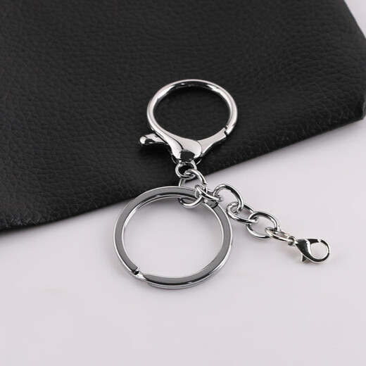 Suican diy jewelry accessories lobster buckle keychain combination metal key chain school bag pendant handmade doll material silver 10 pieces four-section chain + shrimp buckle