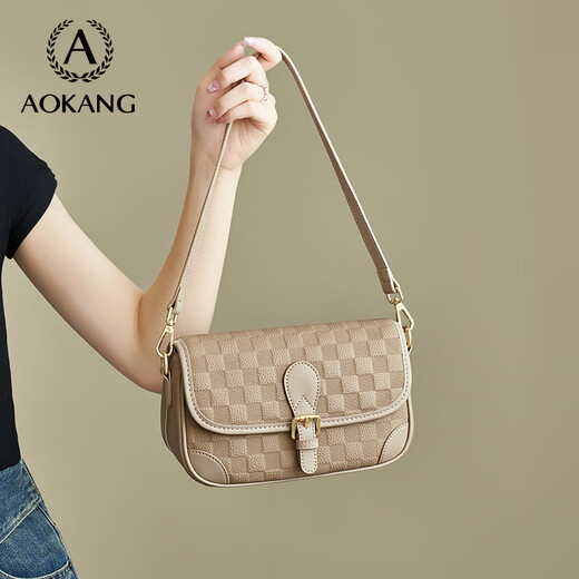Aokang Bag Damen -Top -Layer -Kuhläden -Leder Trendy kleiner Quadratbeutel Leichte Luxus -Cross -Body -Umhängetasche Geburtstagsgeschenk für Freundin Frau