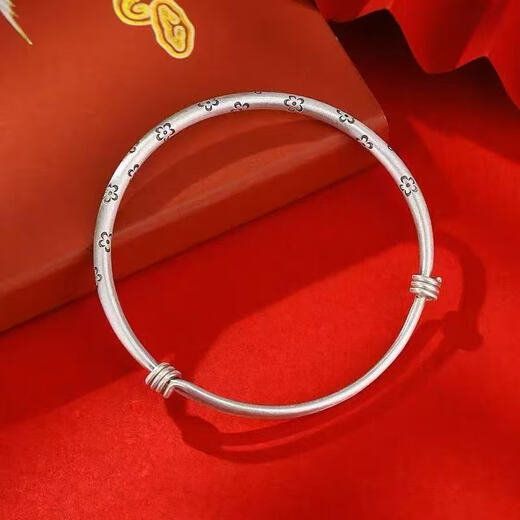 欧莱森平安喜乐999实心小胖福纯银串珠手链女新中式银坨坨足银手串礼物 手链10克+手镯16克