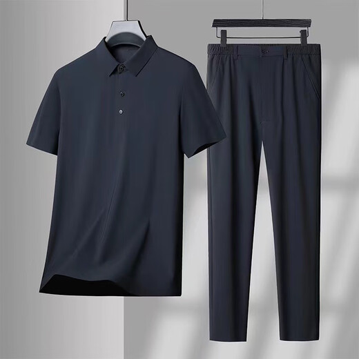 
JEEP SPIRIT Jeep Men's Hong Kong Style Light Luxury Gentleman Non-scalding and Anti-wrinkle Summer High-end Business Ice Silk Quick-Drying Short-Sleeve Shirt Hair 9903 Gray Set L 90-115Jin [Jin equals 0.5 kg]