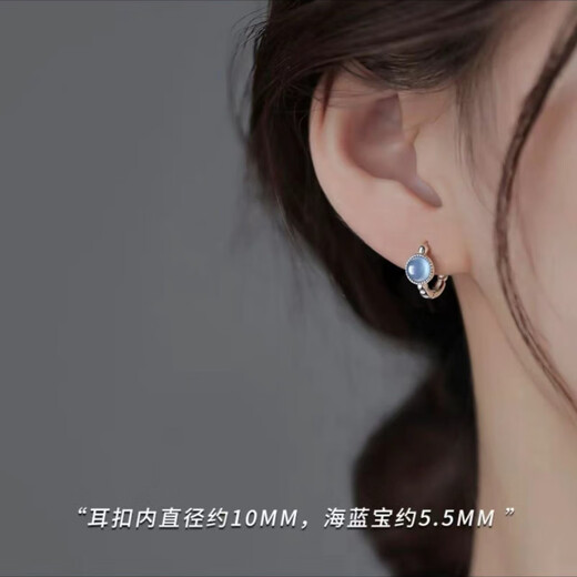 Fat Donglai purchases the same style, Aquamarine earrings, 925 silver earrings, light luxury 2025 new style, niche women, 925 silver Aquamarine earrings (price of two)