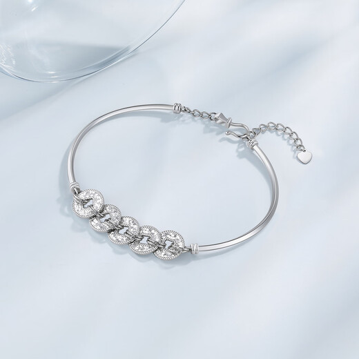 Chao Acer Platinum Bracelet Women's PT950 Bracelet Five Emperors Coin Crushed Ice Flash Gift Priced Labor Cost 980 Yuan 8.25g