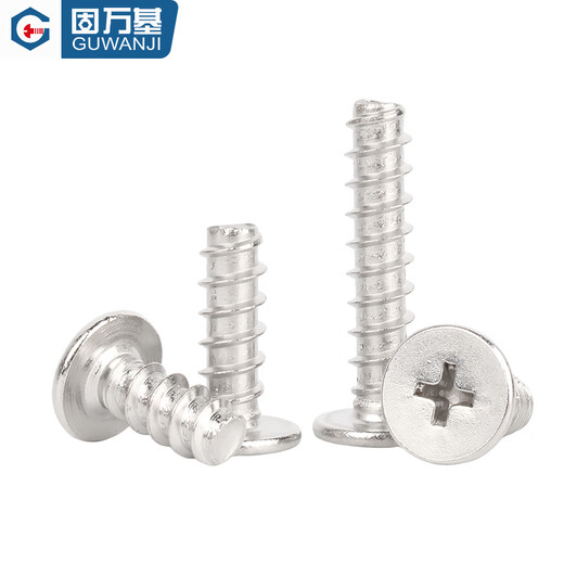 Guwanji 304 stainless steel cross flat head flat tail self-tapping screw CB ultra-thin head wood screw M2M2.3M3M4M5M6m M2x12 (200 pieces)
