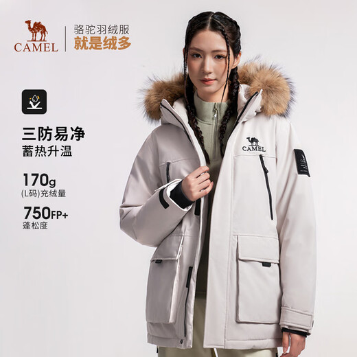 Camel down jacket new winter style for men and women, three-proof, thickened and warm, large fur collar jacket