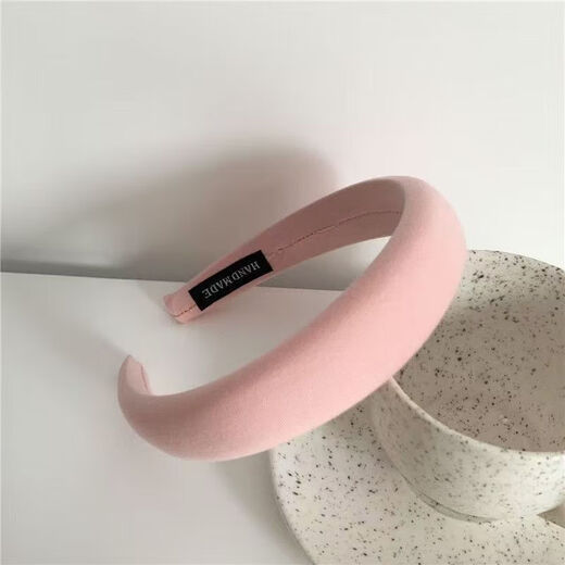 Candy color sponge hairband female summer hairpin Internet celebrity new wide-brimmed French color high headband hair accessories light pink