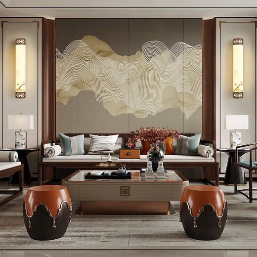 
Aosong New Chinese-style living room wall lights Chinese style Zen Villa Hotel Study Bedroom Bedside Light Three-color Lighting Aisle Light 1049 Model D10H60CM Three-color Lighting 60W